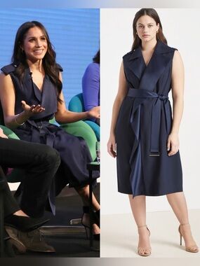 NWT Jason Wu for Eloquii ‘Sleeveless Trench Dress’ in Navy Blue Plus Size 22